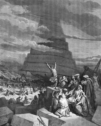 El Génesis sitúa la Torre de Babel en la región de Sinar, en el sur del actual Irak, y vincula su historia con la confusión de lenguas