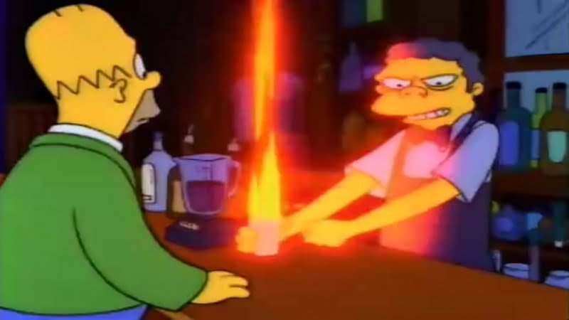 Casi termina en tragedia: unos chicos prepararon el trago “Llamarada Moe”, de los Simpsons, y por poco mueren