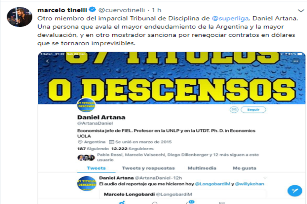 Fuertes criticas de Marcelo Tinelli contra dirigentes de la Superliga