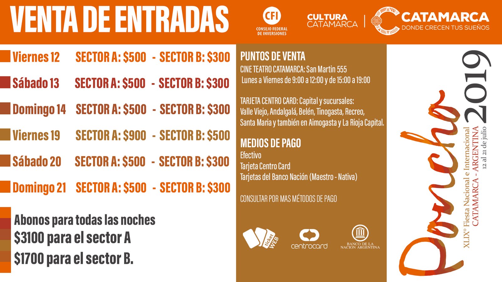 Inicia la venta de entradas para el poncho 2019 | ¡Mira aquí la cartelera completa!