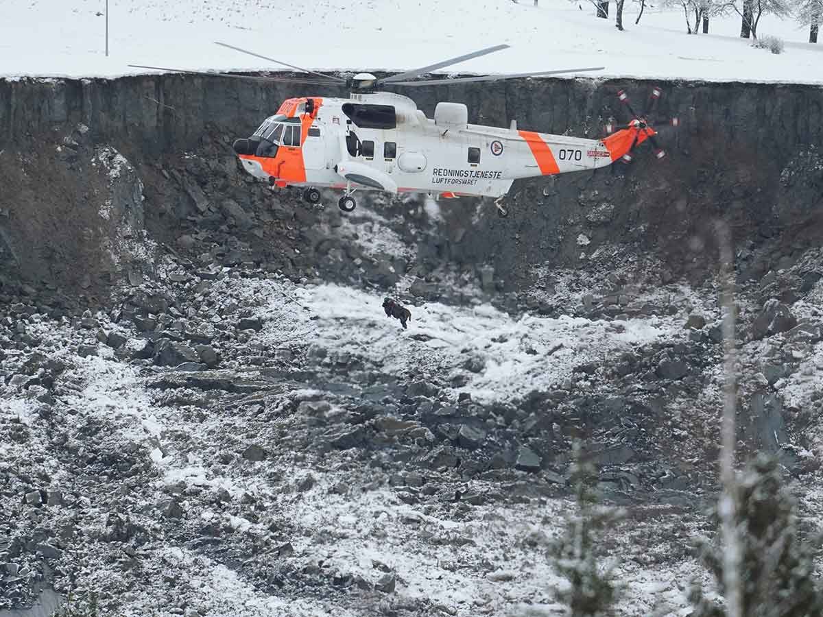 Hallan el cuerpo de uno de los desaparecidos por el derrumbe de una colina en Noruega