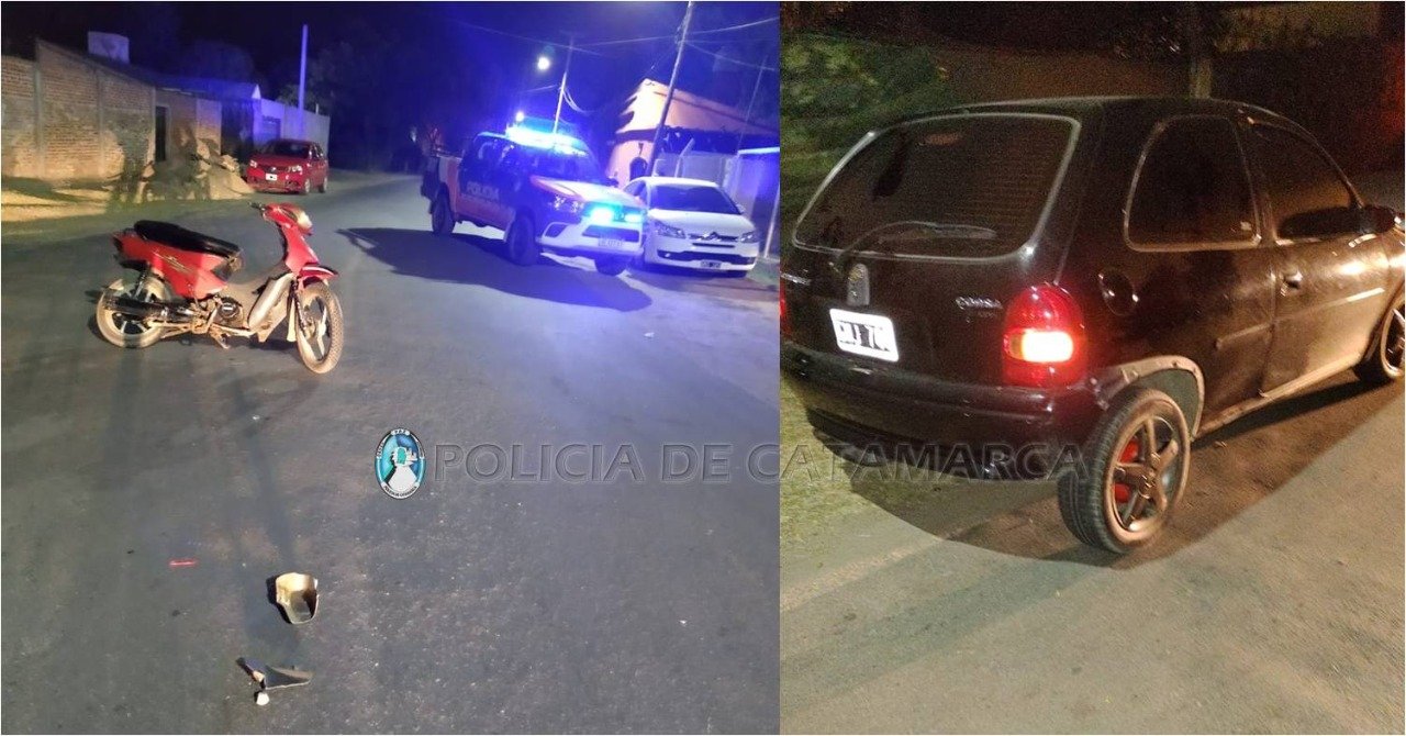 Motociclista lesionado en un siniestro vial en Valle Viejo