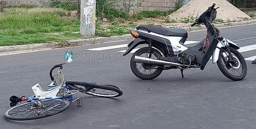 Una motocicleta y una bicicleta protagonizaron un Siniestro vial