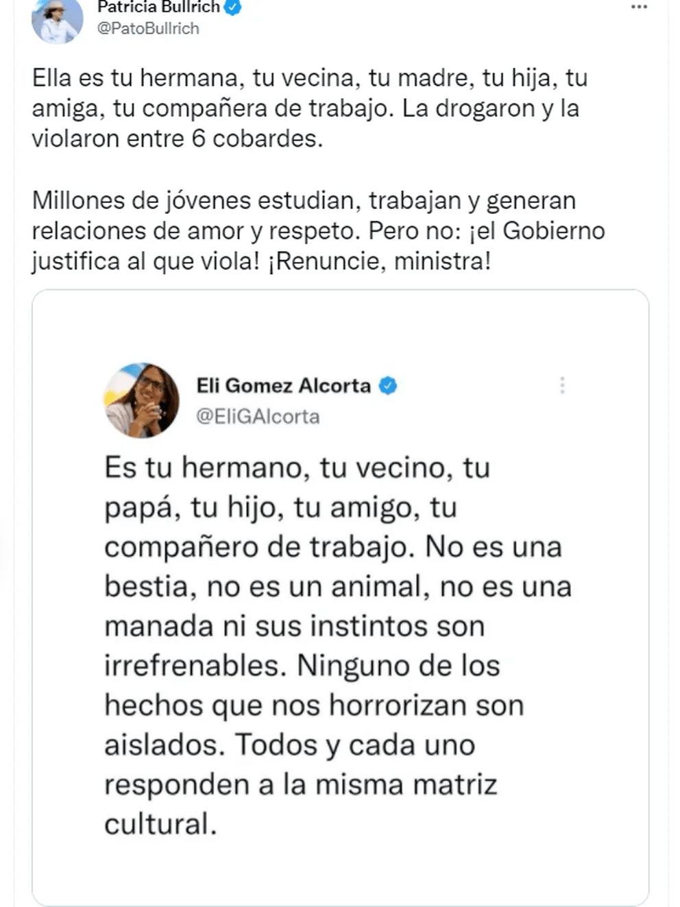 Patricia Bullrich: “¡El Gobierno justifica al que viola!”