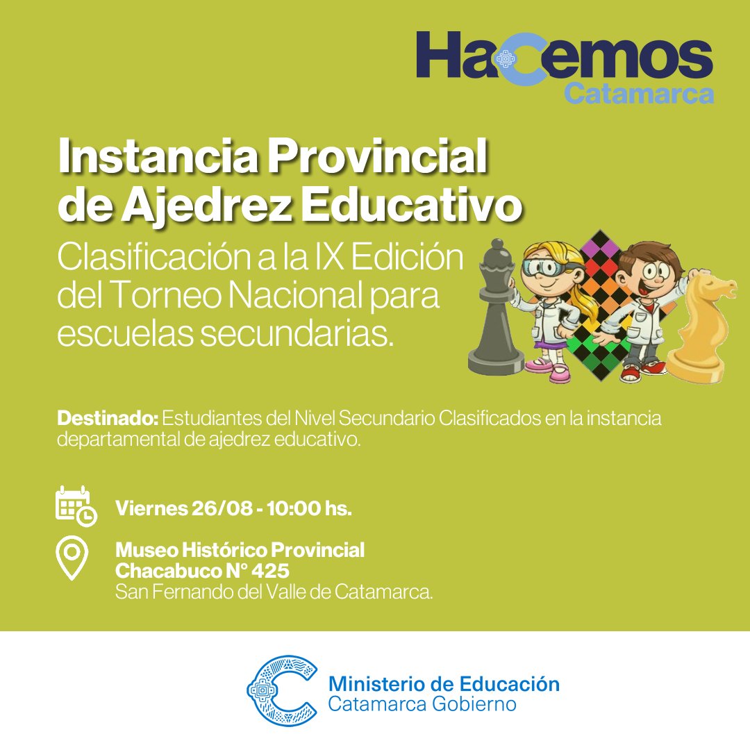 Convocatoria a la Instancia Provincial de Ajedrez Educativo