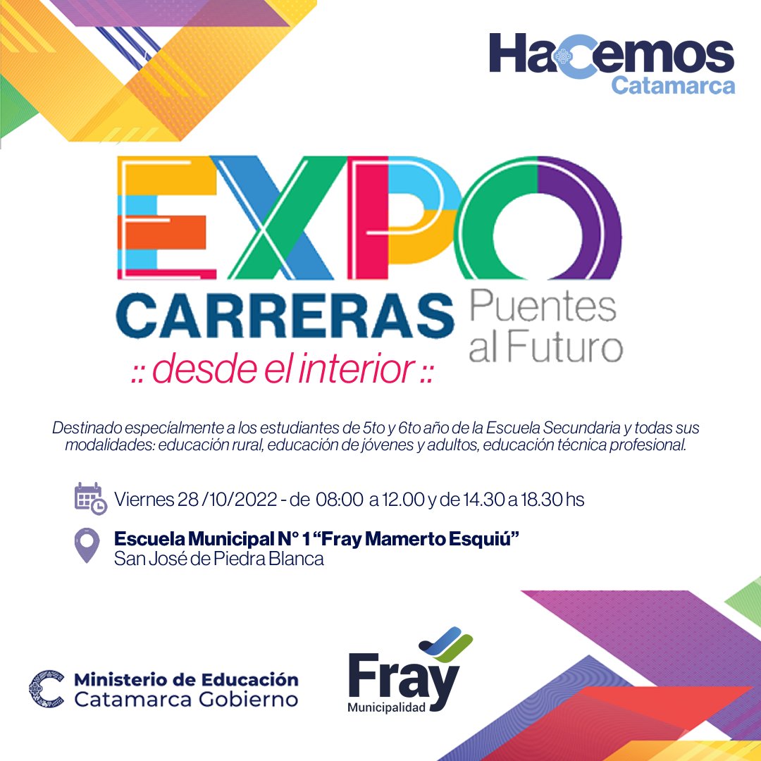 “ExpoCarreras 2022: Puentes al futuro – desde el interior” se presenta en Fray Mamerto Esquiú