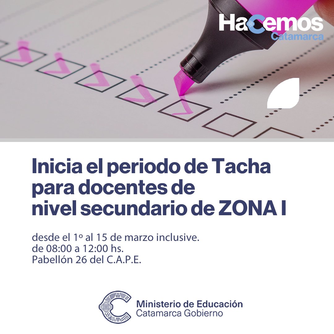 Inicia el periodo de Tacha para docentes de nivel secundario de ZONA I