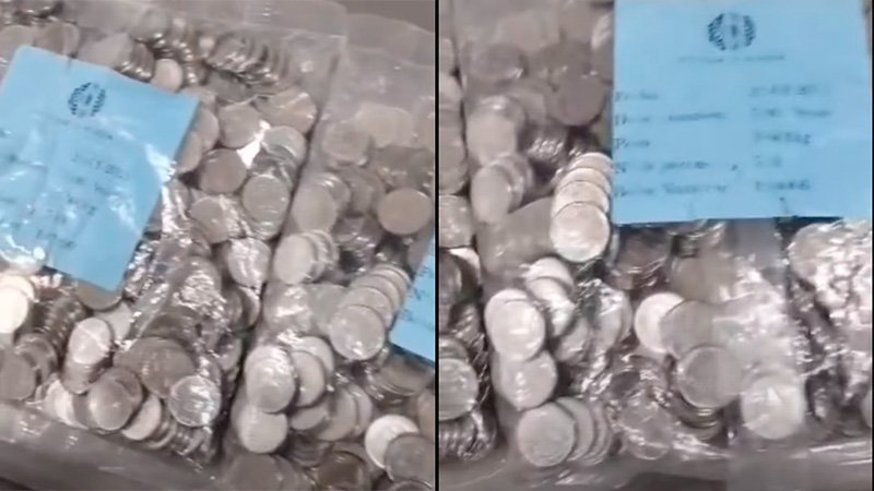 Pagó un kilo de yerba con más de 1.000 monedas de cinco pesos