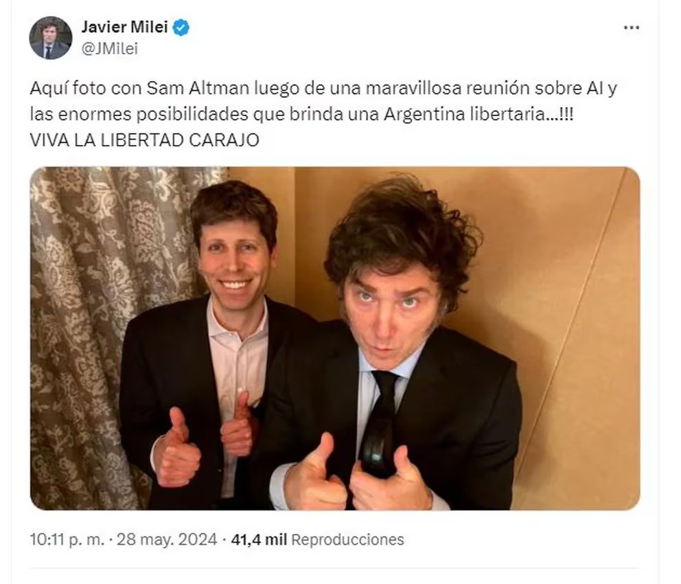 Milei se reunió con Sam Altman, el creador de ChatGPT