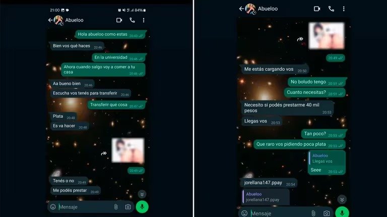 Le hackearon el WhatsApp a su abuelo, intentaron estafarlo y les terminó sacando dinero a los delincuentes