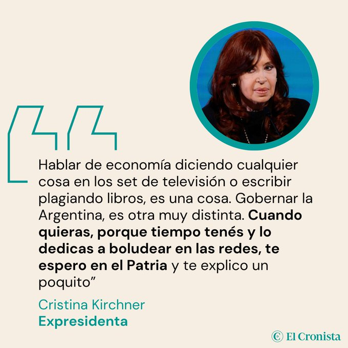 Javier Milei responde a Cristina Kirchner con críticas sobre su gestión y comentarios sobre propiedad intelectual