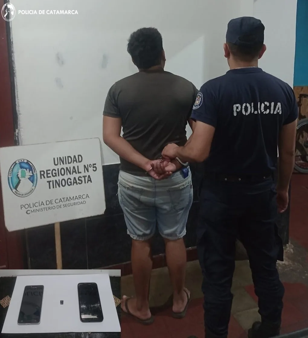 Policías aprehenden a un hombre en Tinogasta y secuestran dos celulares