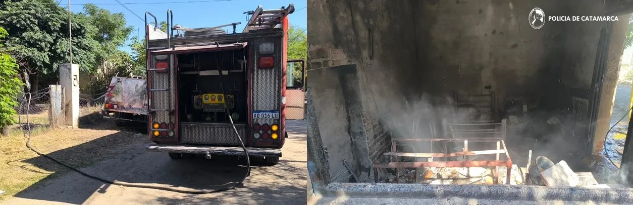 En una vivienda de Valle Viejo policías sofocan un incendio