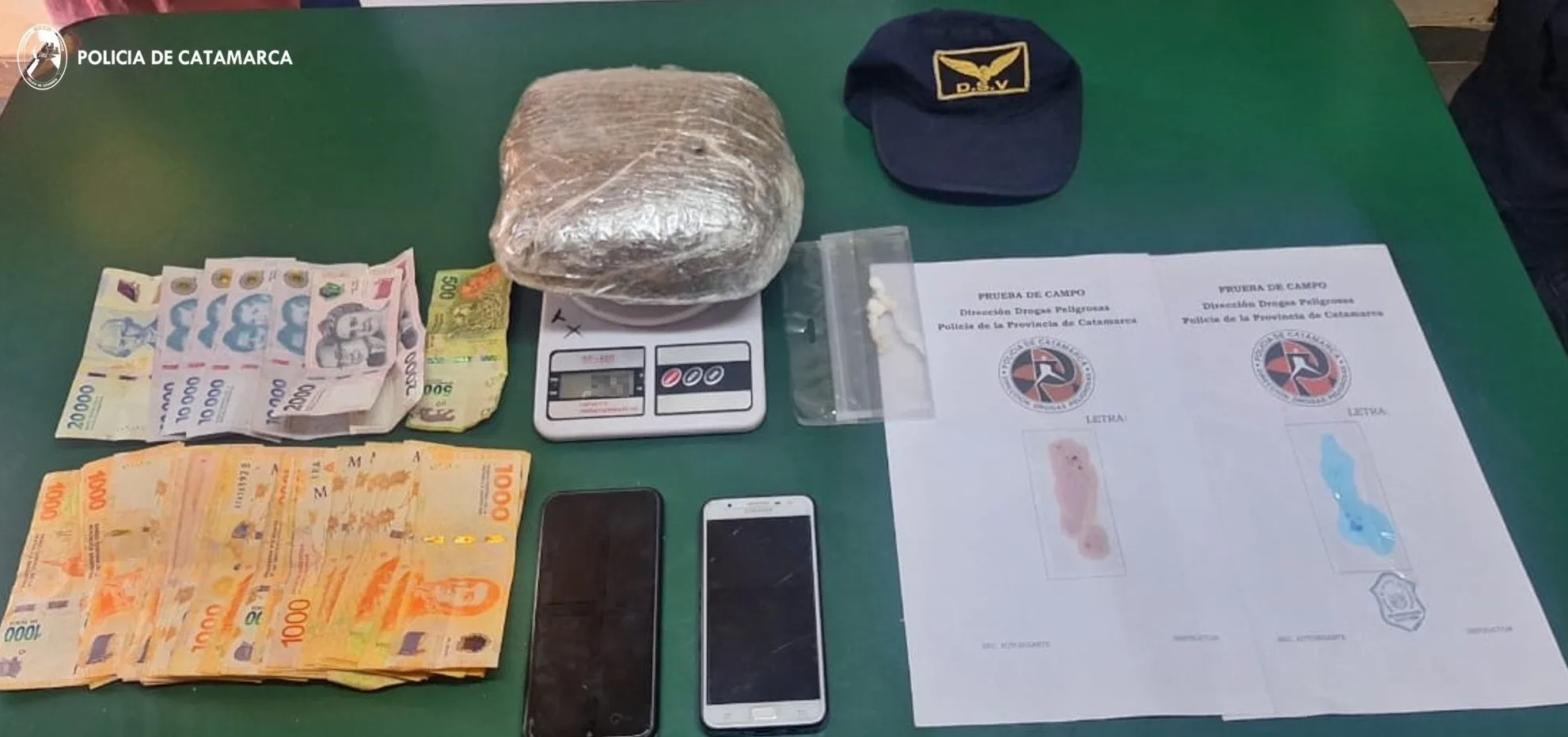 ¡Golpe al narcomenudeo en Catamarca! Cayeron con cocaína y casi un kilo de marihuana